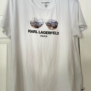 Karl Lagerfeld White Sunglass Short Sleeve Tee